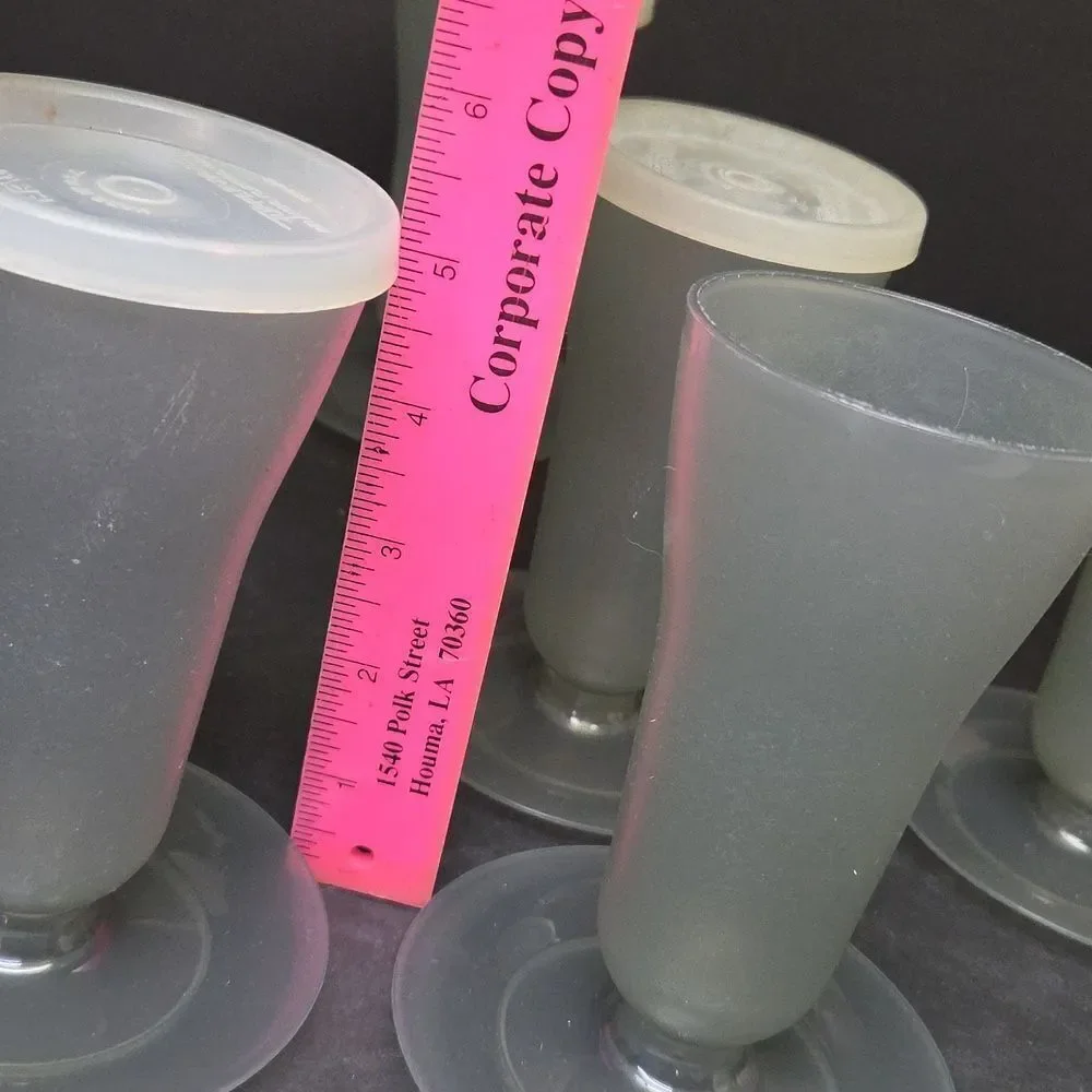 Vintage Tupperware Cups 754 Tall Sundae Parfait Set‎ Of 6 Smoke Gray